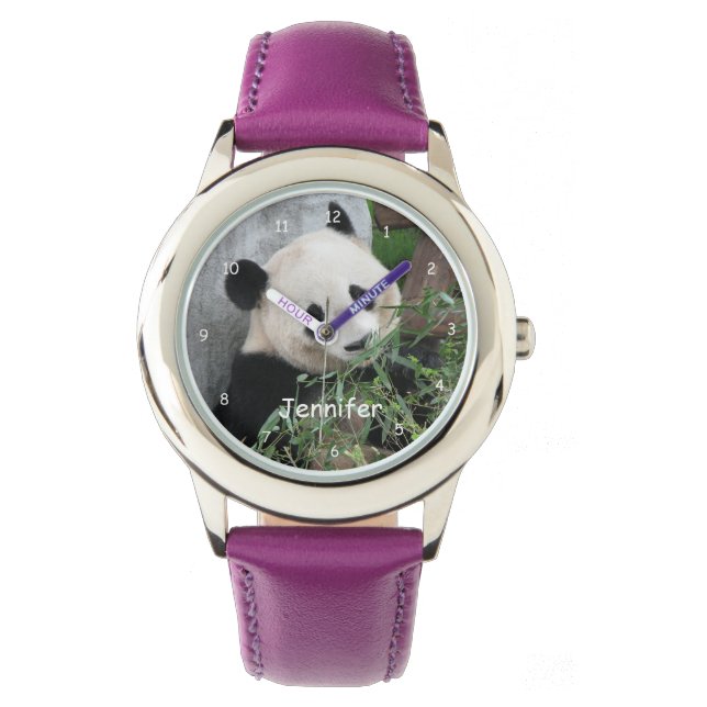 Kinder reuzenpanda Paarse / Kies kleur bandje pols Horloge (Voorkant)