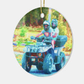 Kinder Riding ATV All Terrain Vehicle on Road Keramisch Ornament (Links)
