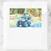 Kinder Riding ATV All Terrain Vehicle on Road Rechthoekige Sticker (Tas)