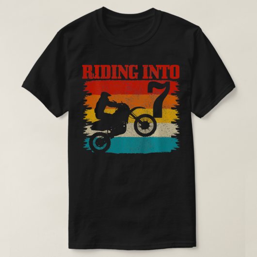 Kinder Riding naar 7 Motocross 7e verjaardag Dirt  T-shirt (Design voorkant)