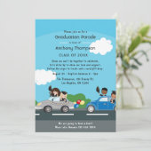 Kinder rijden op afstudeerpartij kaart (Staand voorkant)