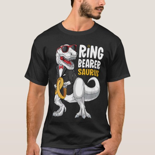 Kinder ringdrager saurus tux t rex bruiloft jongen t-shirt (Voorkant)