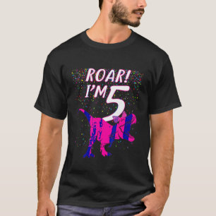 Kinder Roar Dinosaurus Ik ben 5 Jaar Oud Verjaarda T-shirt