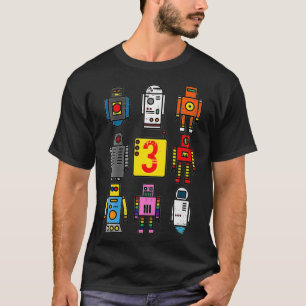 Kinder Robot 3e Verjaardag Retro Robotica met numm T-shirt