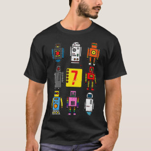 Kinder Robot 7e Verjaardag Retro Robotica met numm T-shirt