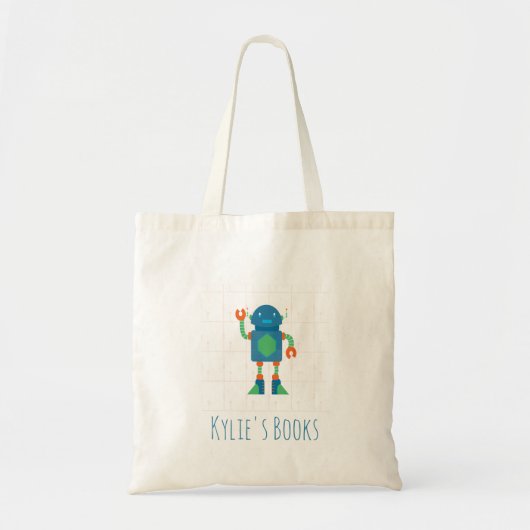 Kinder Robot Blue Library Book Canvas tas (Voorkant)