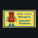 Kinder Robot Monogram Boek Sticker<br><div class="desc">Schattigee sticker met kleurrijk robotmotief voor kinderen om hun speelgoed,  games of boeken te labelen. Personaliseer het met uw gewenste monogram en naam in de gemakkelijke zazzle teksteditor. Gedeeltelijk creëer met CU toegestane graphics (c) Jodiann Cates en Rhonda op shoppe@eyeinspire.com.</div>
