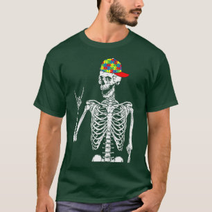 Kinder Rock N Roll Skeleton Hand Autism Awareness T-shirt