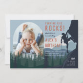 Kinder rockbeklimming Foto Birthday Party Kaart (Voorkant)