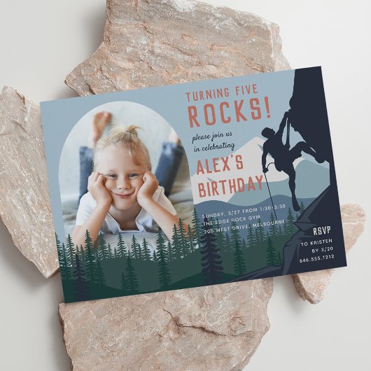 Kinder rockbeklimming Foto Birthday Party Kaart