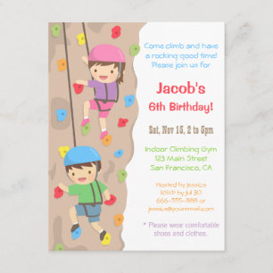 Kinder rockbeklimming op Birthday Party Kaart