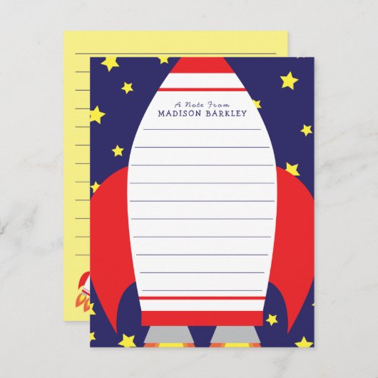 Kinder Rocket Shiket Cute Flat Briefpapier kaarten (Voorkant / Achterkant)