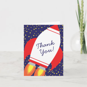 Kinder Rocket Ship Cute Hartelijk dank Briefpapier Notitiekaartje