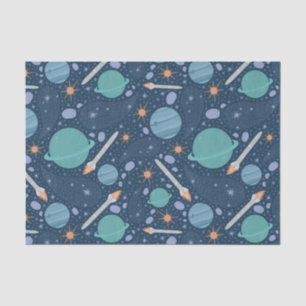 Kinder Rocket Ship Jupiter Saturn Planet Stars Tissuepapier