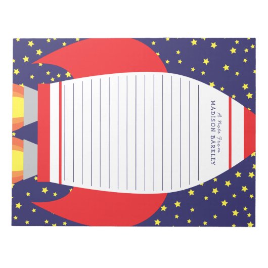 Kinder Rocket Space Ship Personal Briefpapier Noti Notitieblok (Voorkant)