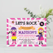 Kinder rockparty-uitnodiging kaart (Staand voorkant)