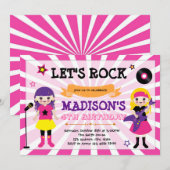 Kinder rockparty-uitnodiging kaart (Voorkant / Achterkant)