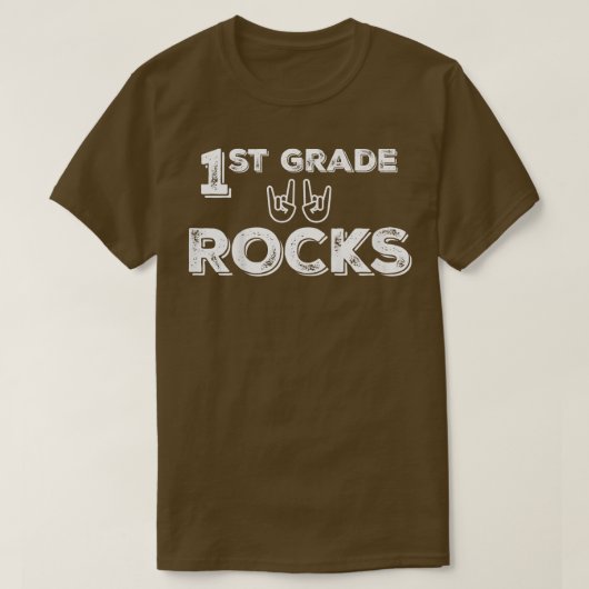 Kinder Rocks in eerste graad Terug naar Schoolgraf T-shirt (Design voorkant)