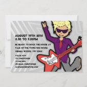 Kinder rockstar boy 8e verjaardag rood grijs uitno kaart (Achterkant)