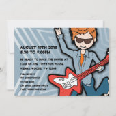 Kinder rockstar boy 9e verjaardag blauw uitnodigin kaart (Achterkant)