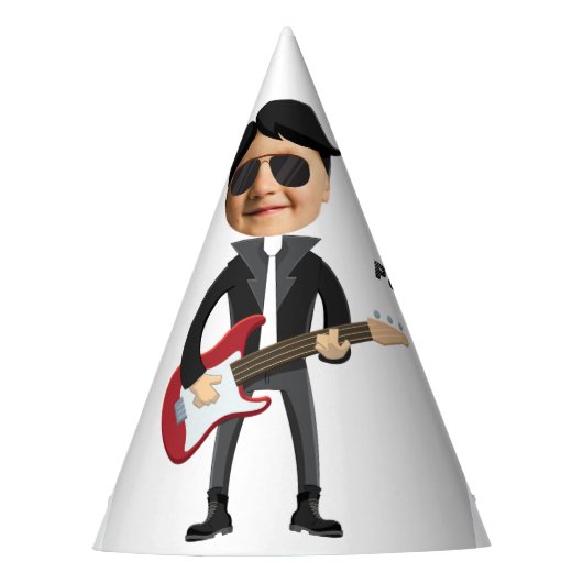 Kinder 🎸🤣 Rockstar Verjaardag Gitaar Funky Fun Feesthoedjes (Voorkant)