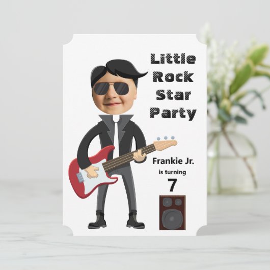 Kinder 🎸🤣 Rockstar Verjaardag Gitaar Funky Fun Kaart (Staand voorkant)