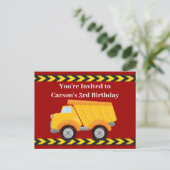 Kinder Rode Dump Truck Boys Verjaardagsfeest Uitnodiging Briefkaart (Staand voorkant)