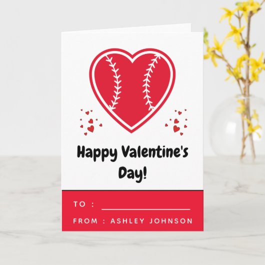 Kinder rode honkbal Softball Valentijnsdag van het Kaart (Gele Bloem)