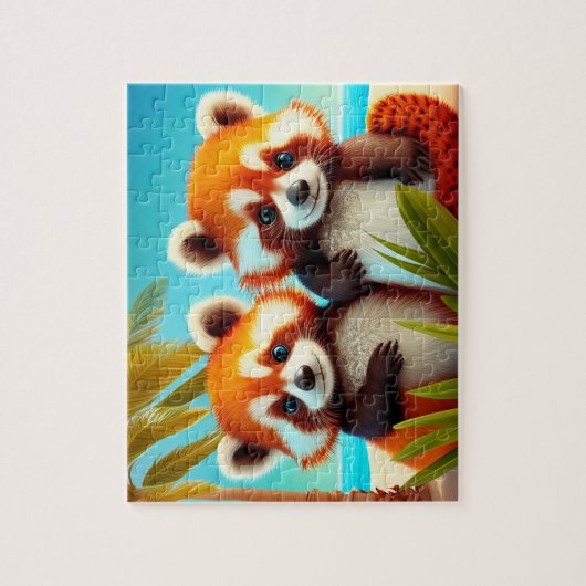 Kinder Rode Pandas Jigzaag Puzzle - Tropisch Legpuzzel (Verticaal)