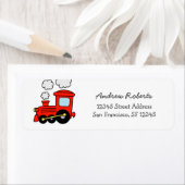 Kinder rode speelgoed choo-treinadreslabels etiket (Insitu)