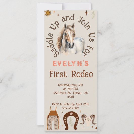 Kinder Rodeo Cowboy Rustiek Western Aankondiging (Voorkant)