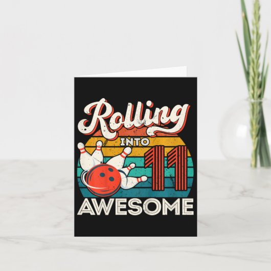 Kinder rollen in 11 jaar 11e Bowling verjaardag p Kaart (Voorkant)