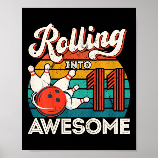 Kinder rollen in 11 jaar 11e Bowling verjaardag p Poster (Voorkant)