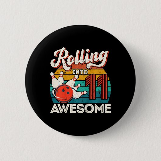 Kinder rollen in 11 jaar 11e Bowling verjaardag p Ronde Button 5,7 Cm (Voorkant)