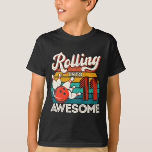Kinder rollen in 11 jaar 11e Bowling verjaardag p T-shirt