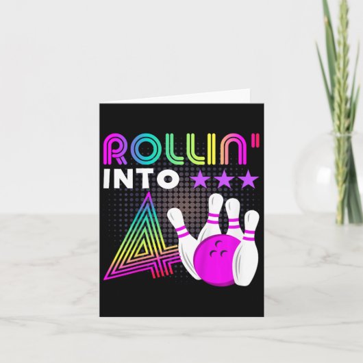 Kinder Rollin In 4 Bowling Verjaardagsfeest 4e Geb Kaart (Voorkant)