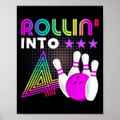 Kinder Rollin In 4 Bowling Verjaardagsfeest 4e Geb Poster (Voorkant)