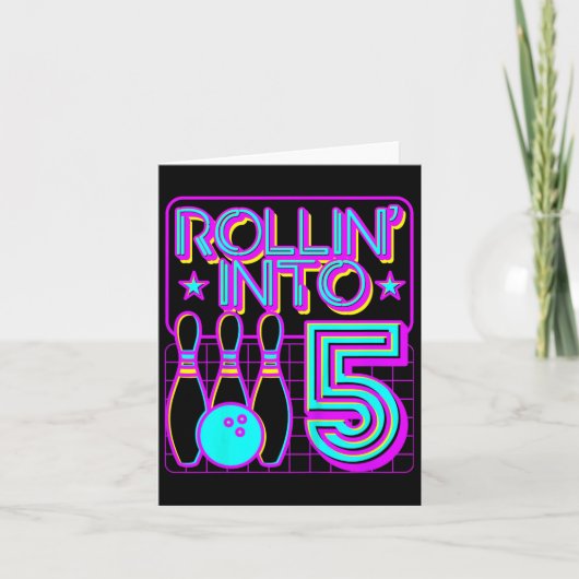 Kinder Rollin in 5 Bowling Bowler 5th Birthday Par Kaart (Voorkant)