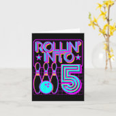 Kinder Rollin in 5 Bowling Bowler 5th Birthday Par Kaart (Gele Bloem)