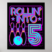 Kinder Rollin in 5 Bowling Bowler 5th Birthday Par Poster (Voorkant)