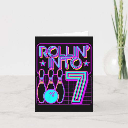 Kinder Rollin In 7 Bowling Bowler 7e Verjaardag Pa Kaart (Voorkant)