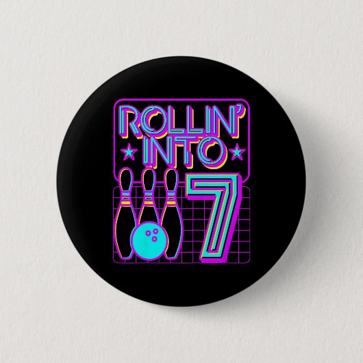Kinder Rollin In 7 Bowling Bowler 7e Verjaardag Pa Ronde Button 5,7 Cm (Voorkant)