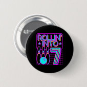 Kinder Rollin In 7 Bowling Bowler 7e Verjaardag Pa Ronde Button 5,7 Cm (Voorkant /achterkant)