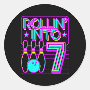 Kinder Rollin In 7 Bowling Bowler 7e Verjaardag Pa Ronde Sticker