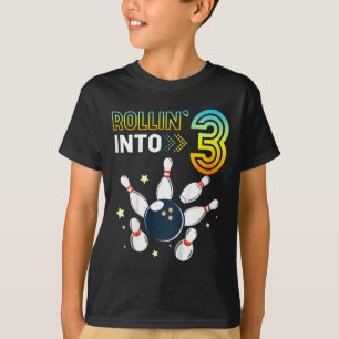 Kinder Rolling In 3 Jaar Oud Verjaardag Bowling Lo T-shirt