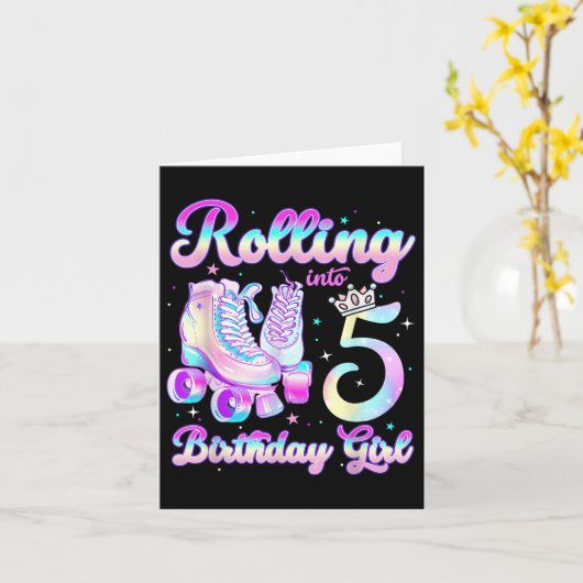 Kinder Rolling In 5 Rolschaatsen 5e Verjaardag Gi Kaart (Gele Bloem)