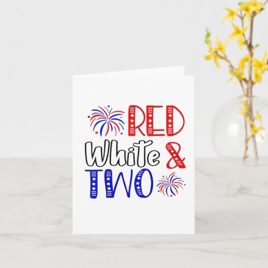 Kinder rood wit en twee 2e verjaardag 4 juli in kaart (Gele Bloem)