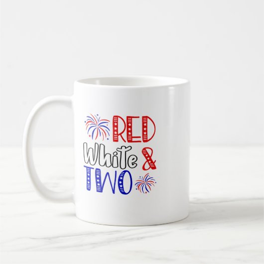 Kinder rood wit en twee 2e verjaardag 4 juli in koffiemok (Links)