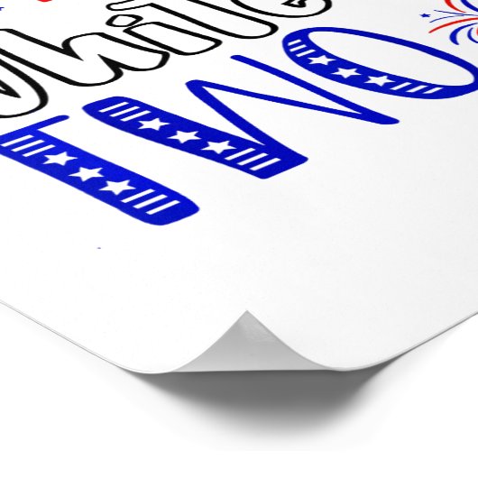 Kinder rood wit en twee 2e verjaardag 4 juli in poster (Hoek)