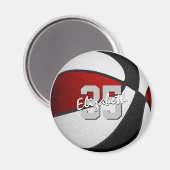 kinder rood zwart basketbal team kleuren magneet (Voorkant / Achterkant)